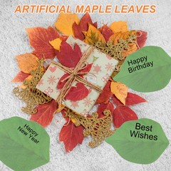 50 Pack Artificial Leaves Fall Leave Cutouts Leaf Green with Glue 3.7×2.4″