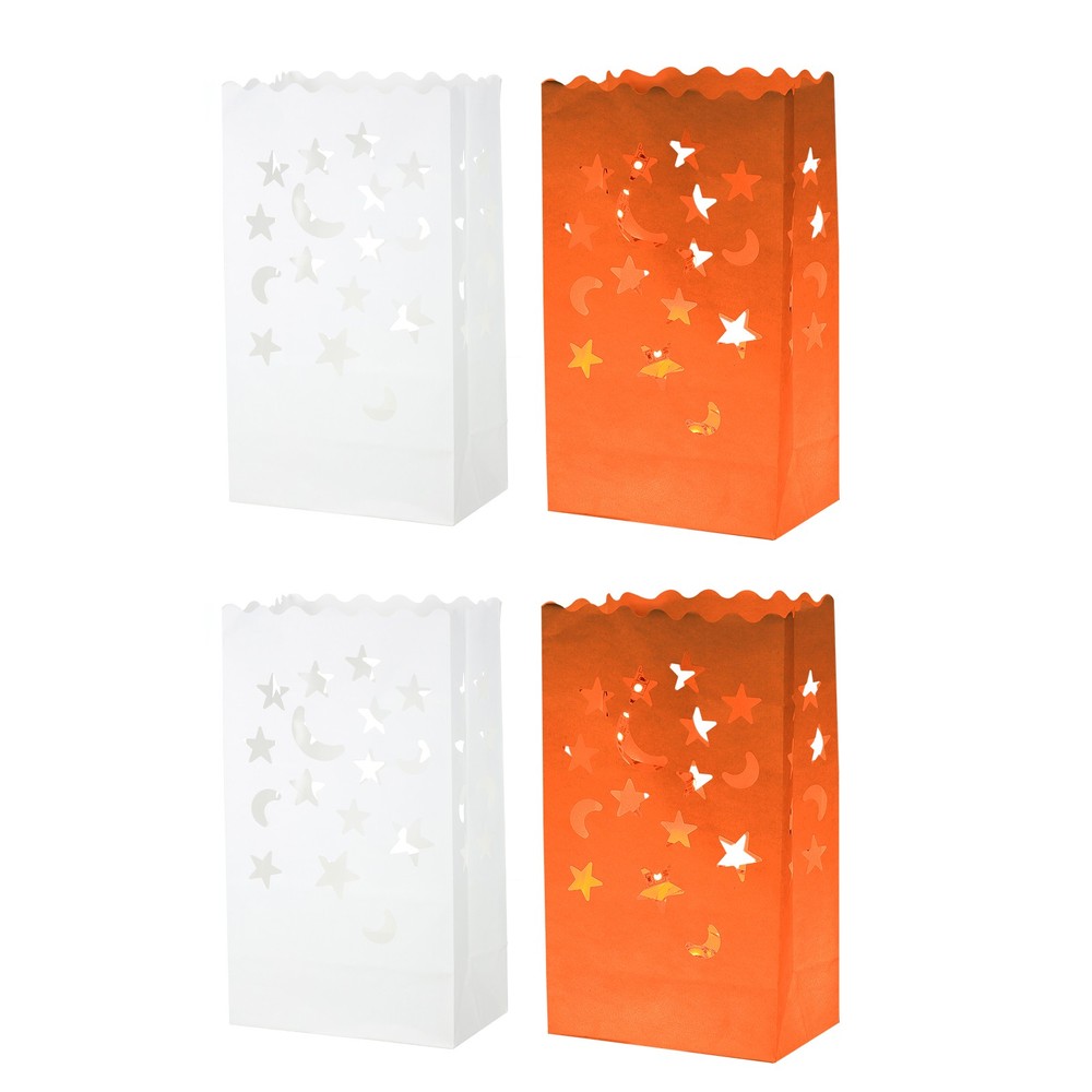 White Paper Luminary Bags, 20 Pcs Star Moon Flame Resistant Candle Bags