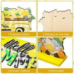 6 Pcs Lemon Decorations Lemon Gnome Wooden Table Centerpiece Hello Summer Lem…