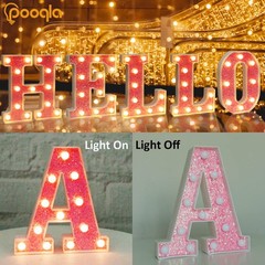 LED Marquee Letter Lights, Light Up Pink Letters Glitter Alphabet Letter Sign…