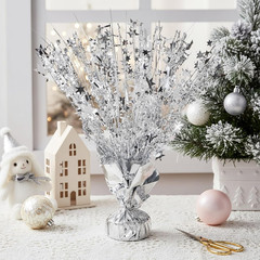 12 Pack Metallic Foil Spray Centerpiece, Glitter Silver Star Table Decoration, B