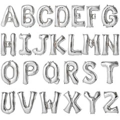 16 Inch Silver Letter Balloons Mylar Foil Alphabet Letter A-Z Balloons Set fo…