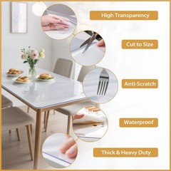 ProsperJoyChant Clear Table Protector 42 x 78 Inch, 1.4mm Thick Waterproof PVC P