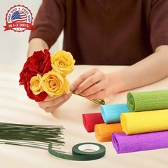 CCINEE 6 Colors Crepe Paper Rolls, 10 x 98 Inch Crepe Paper Sheets with 50 Pcs G