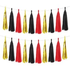 30 Pcs Tassel Garland, Black Bright Red Gold Tassels