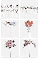 23PCS Photo Booth Props Wedding Pink Team Bride To Be Hen Party Birthday BiG Pak