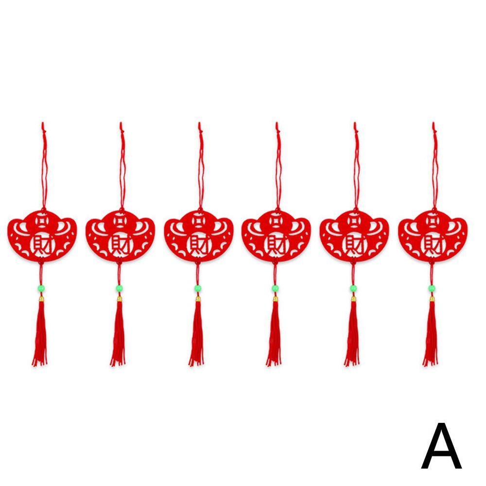 6pcs Chinese Lantern Ornaments New Year Flannel Pendant Spring Festival E4
