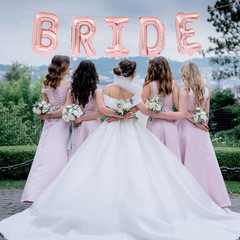 16 Inch Rose Gold BRIDE Balloon Banner – Large Mylar Letter Balloons for Bridal