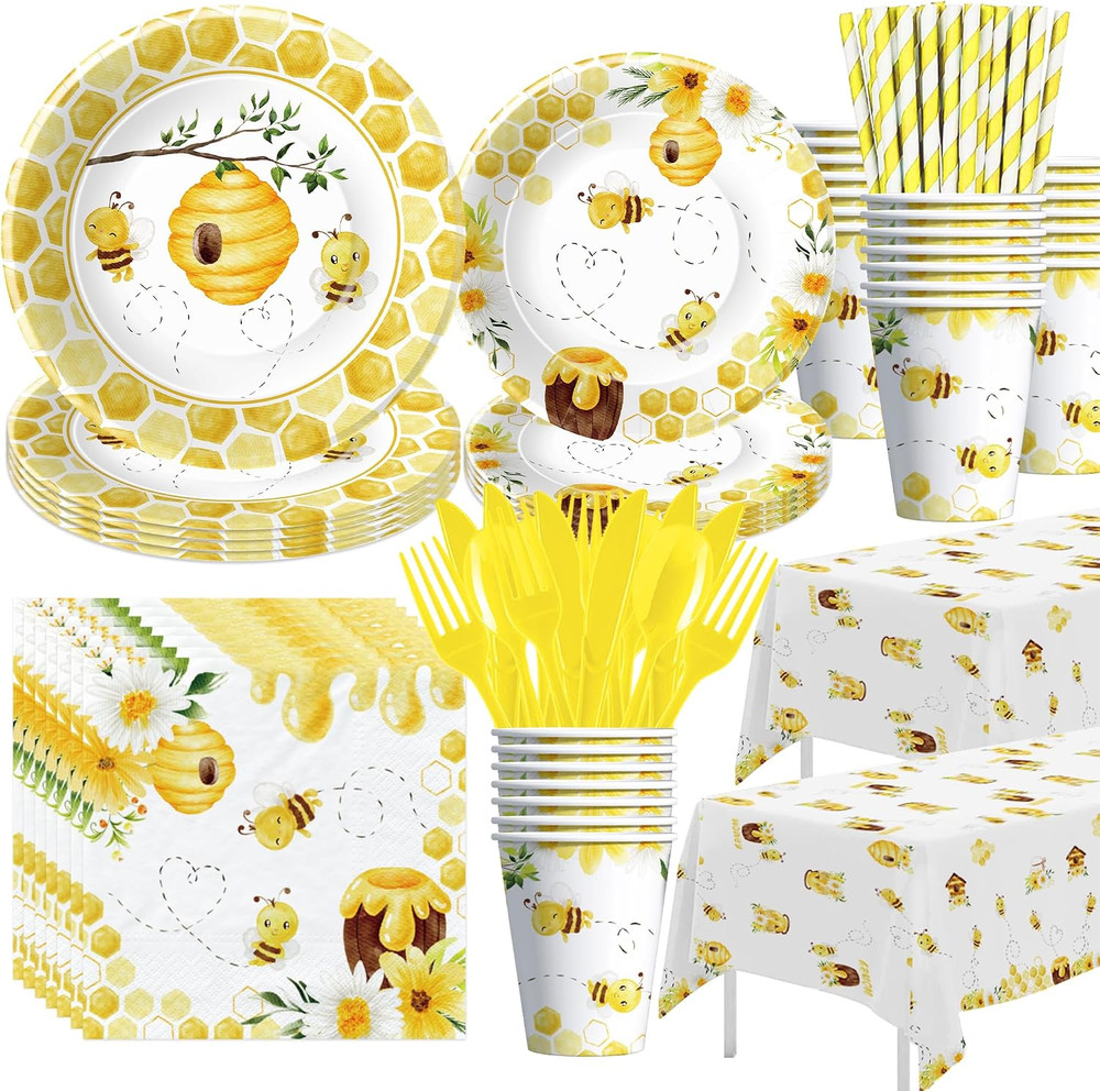 Bee Baby Shower Decorations Tableware – Bee Birthday Party Supplies, Paper Plate