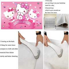 Durable Polyester Birthday Banner, 5x3ft Kawaii Cat Backdrop for Celebrations