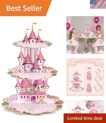 3 Tier Princess Birthday Cupcake Stand Party Decorations Floral Princess Cupc…