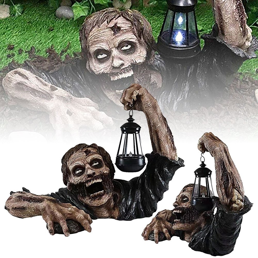Ground Breaking Zombie Skeleton Prop Lantern Halloween Party Garden DecorationJQ