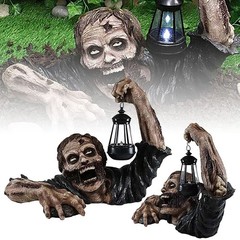 Ground Breaking Zombie Skeleton Prop Lantern Halloween Party Garden DecorationJQ