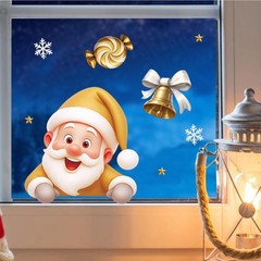2 Sheets Gold Christmas Window Clings Large Winter Stickers Santa