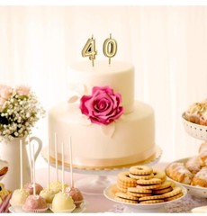 40th Birthday Candles Gold Number 40 Happy 40,
