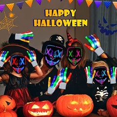 Halloween Mask LED Light Up Purge Mask with LED Gloves, Scary Glow Mask Costume