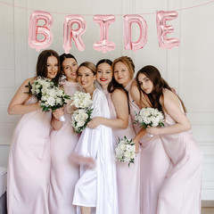 16 Inch Rose Gold BRIDE Balloon Banner – Large Mylar Letter Balloons for Bridal