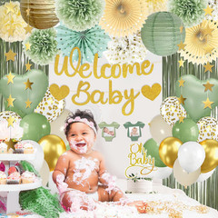 Sage Green Baby Shower Decorations – Gender Neutral Baby Shower Decor Set with W