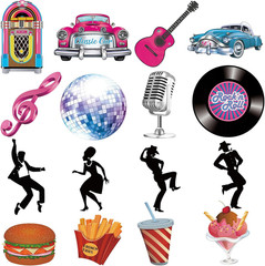 48 Pcs 50’S Rock and Roll Party Decorations Retro Party Decoration 1950S Music R