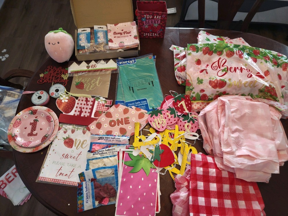 HUGE Berry First Birthday Party Supplies Decorations Strawberry Theme Lot