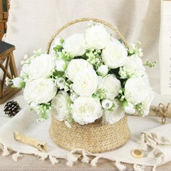 Artificial Flowers Fake Silk Peony Vases Flower Bouquets Home Room Decoration