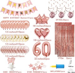 Rose Gold Sixty & Fabulous Happy 60th Birthday Party Decration Balloom Set