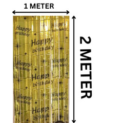 2M-3M Foil Fringe Shimmer Printed Happy Birthday Tinsel Curtain Backdrop Decor