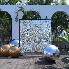 Instahibit 10x7FT Shimmer Wall Backdrop Stand 72 Pcs Sliver Panel Wedding Party
