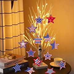 Red White Blue Star Patriotic Decorations 24 Pcs 4th of July Hanging Ornaments