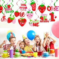 20 PCS Berry First Birthday Hanging Swirls Strawberry Sweet One Streamer