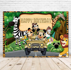 Mickey Mouse Jungle Safari Party Birthday Backdrop Wild One Background Decor