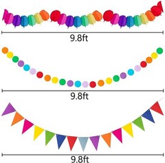35PCS Fiesta Celebration Decor – Paper Fans, Pom Poms & Banners for Parties