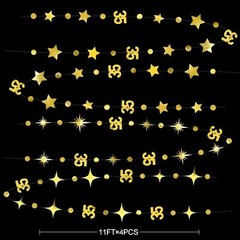 Gold 35th Birthday Decorations Number 35 Circle Dot Twinkle Star Garland