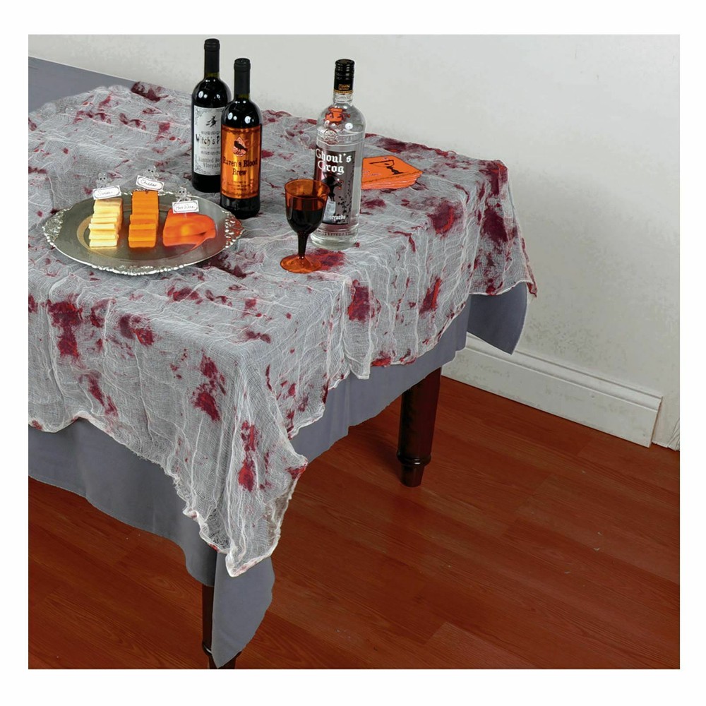 Halloween Bloody Gauze Tablecloth Decoration Tableware Bloodied Prop 1.5m x 2.1m
