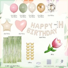 Pink and Green Birthday Decorations for Women Girls, Sage Green Pink Green