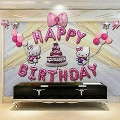 Hello Kitty Birthday Party Decorations Pink Balloon Banner Cake Toppers