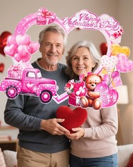 Valentines Day Photo Booth Frame Handheld Selfie Props Party Wedding Holiday