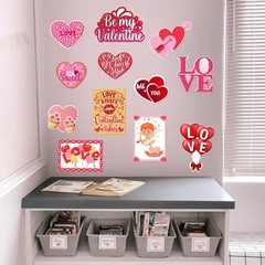 12pc Valentines Heart Cutouts Double Sided Classroom Decoration with Glue Points