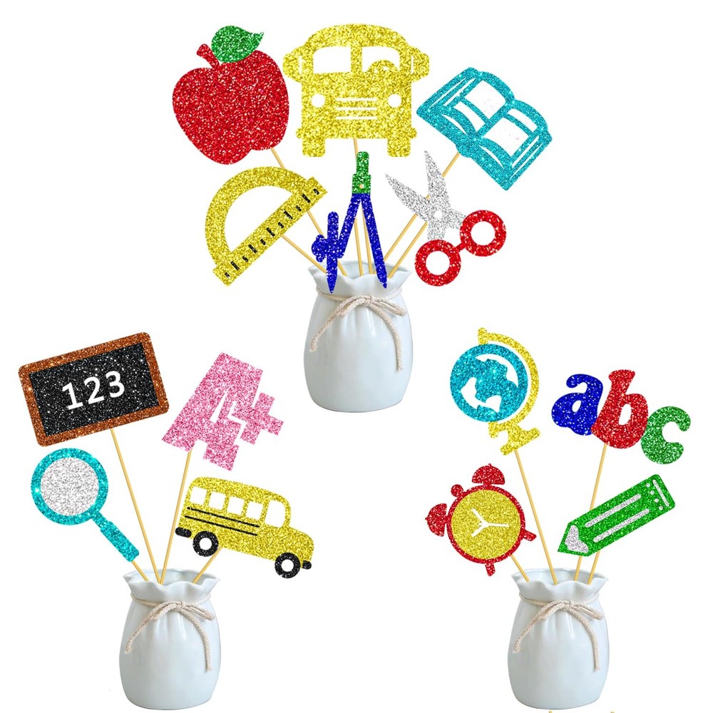 16 PCS Back To School Party Centerpiece Sticks Glitter Table Decorations Fun