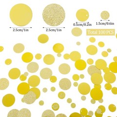 200 PCS Gold Circle Dots Glitter Metallic Paper Table Scatter Confetti