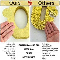 1 PCS Gold Glitter Number 5 Wooden Table Centerpieces 7.8 Inch Birthday Party