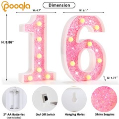 Marquee Numbers Lights for Her Pink Light Up Numbers for Sweet 16th Birthday