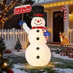 5.2FT Lighted Christmas Snowman Outdoor Pre-lit 3D LED Let It Snow Sign ART DECO
