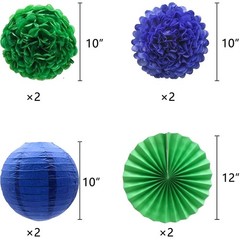 Blue Green Graduation Party Decoration Class Banner Hanging Pom Poms Flowers …