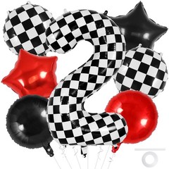 Checkered Number 2 Balloon, 40 Inch Large Foil Race Car Number Balloons, Big …