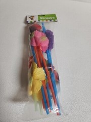 Tropical Flower Straws Party Summer Fun 12 Pc Multi-Color Oriental Trading Luau