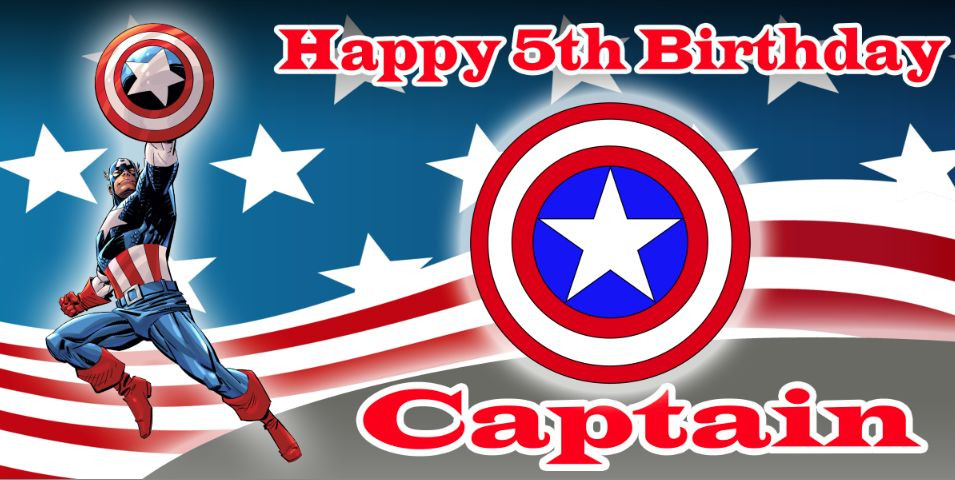 Birthday banner Personalized 6ft x 3 ft Captain America