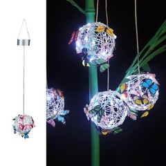 Dazzling Outdoor Solar Lighted Hanging Mesh Orb with Butterfly Decoration