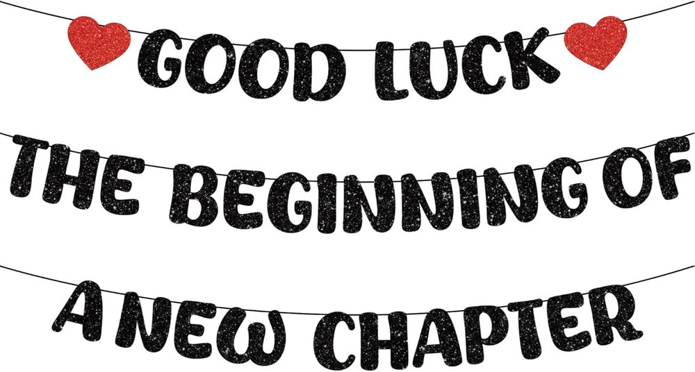 Farewell Decorations Party Good Luck – 3 Pcs Glitter Black the Beginning of a Ne