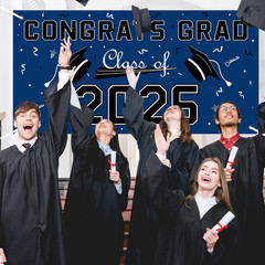 Graduation Decorations 2026 2027 – Blue Polyester Graduation Backdrop – Graduati